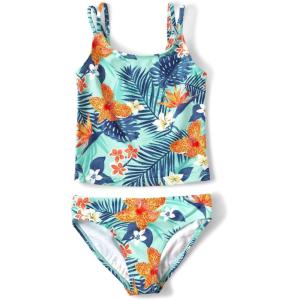 The Children’s Place Girls 2-Piece Tankini Swimsuit(Tropical Mellow Aqua)