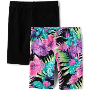 The Children’s Place Girls Solid Bike Shorts(Black Floral 2-pack)