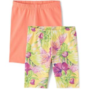 The Children’s Place Girls Solid Bike Shorts(Orange/Yellow Tropical 2-pack)