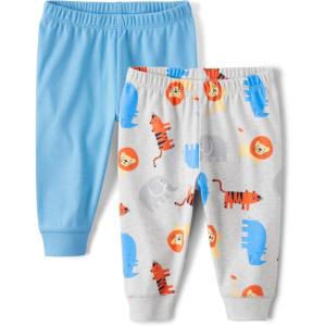 The Children’s Place baby-boys Cotton Pants(Blue/Safari 2-pack)