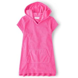 The Children’s Place girls Hooded Swim Coverups(Neon Peony Terry)