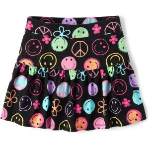 The Children’s Place girls Stretchy Waistband Skort(Black Doodle Icons)