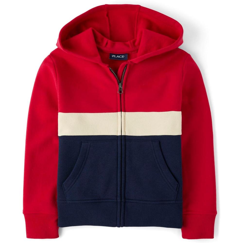 imageActive Long Sleeve Hooded Full Zip Front SweatshirtRuby Colorblock