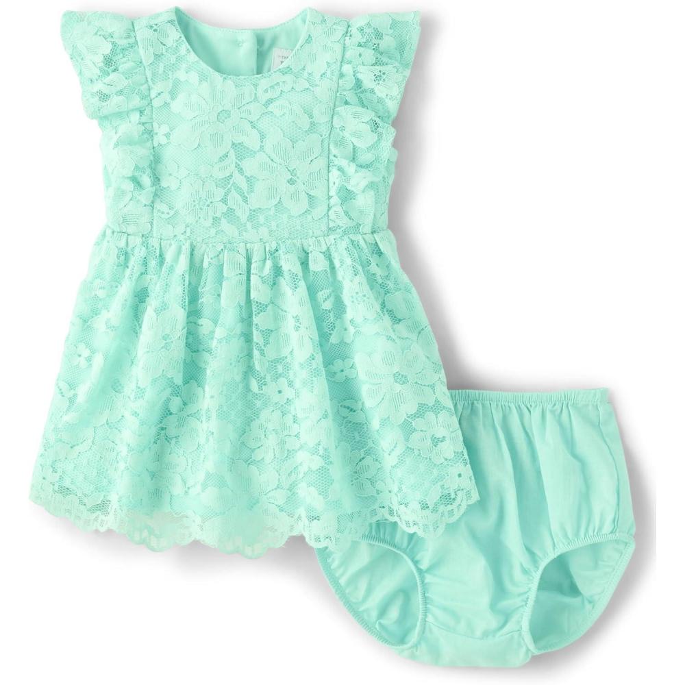 imageThe Childrens Place BabyGirls and Newborn Ruffle Dressy DressMellow Aqua Lace