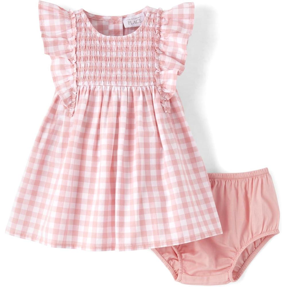imageThe Childrens Place BabyGirls and Newborn Ruffle Dressy DressRose Petal Gingham