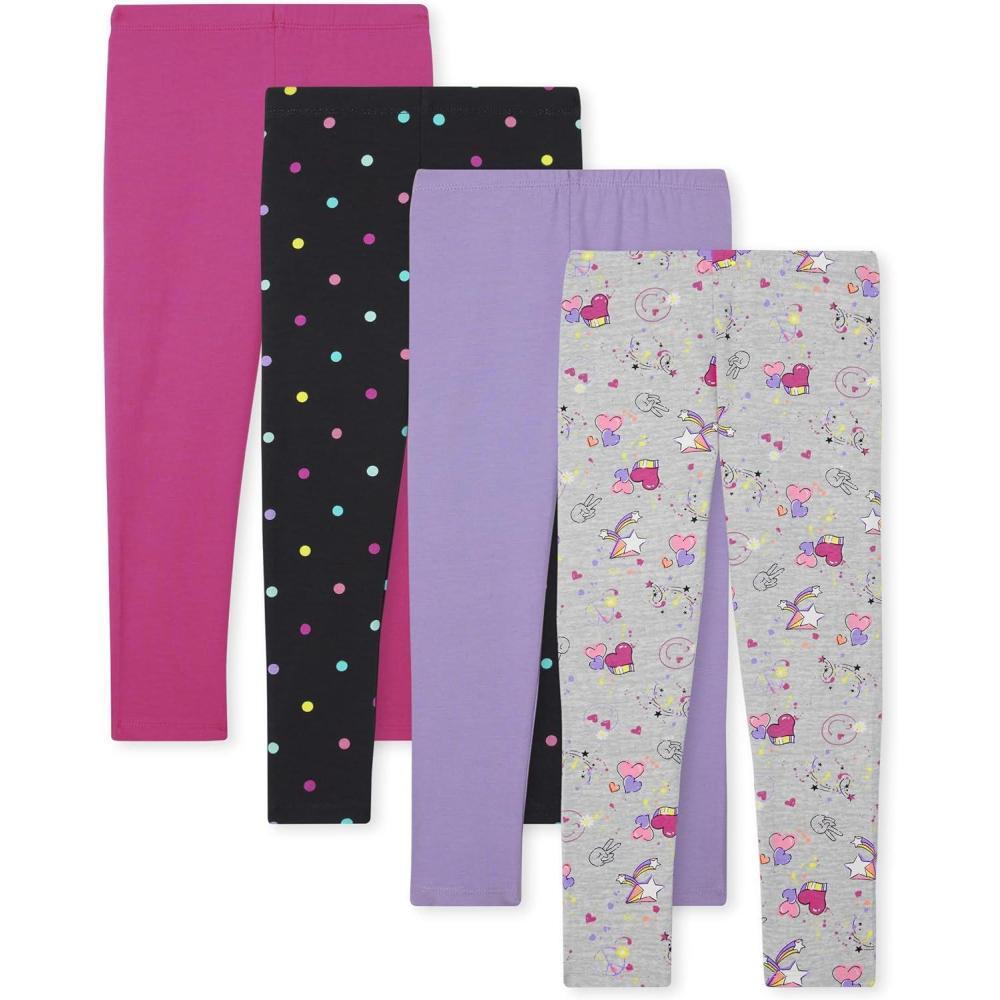 imageThe Childrens Place Big Girls Fashion Leggings Heather Grey 47827 Pack of 2 Large1012Lilac Multi Colored DotsFall Fuchsa Splatter Doodle 4pack