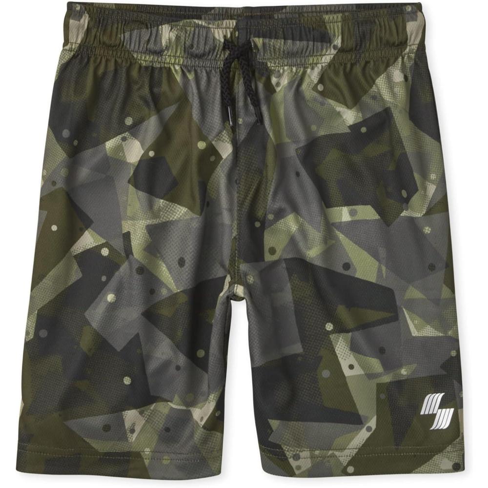 imageThe Childrens Place Boys Performance Basketball ShortsCamo Green