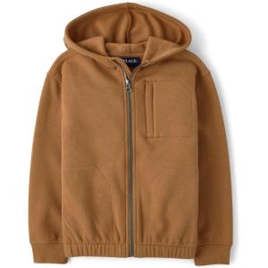 Active Long Sleeve Hooded Full Zip Front Sweatshirt(Roasted Nuts)