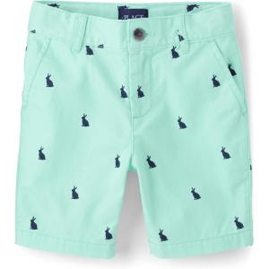 The Children’s Place Boys’ Uniform Chino Shorts(Aqua Bunny Print)