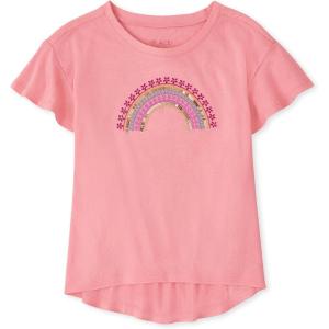 The Children’s Place girls Short Sleeve Graphic High Low Top(Cherry Blossom)