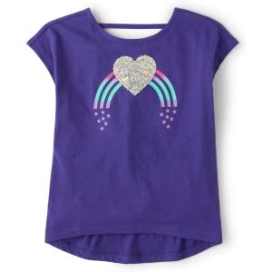 The Children’s Place girls Short Sleeve Graphic High Low Top(Solar Storm)