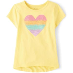 The Children’s Place girls Short Sleeve Graphic High Low Top(Sun Valley Heart)