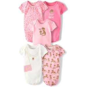 The Children’s Place baby-girls Long Sleeve 100% Cotton Onesie Bodysuits(Heart Purse/Pink Leopard/Light Pink Leopard/Leopards/Sweet and Sassy)