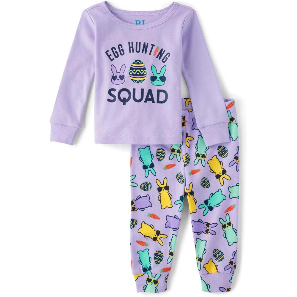 imageThe Childrens Place babyboys Sibling Matching Easter PajamasPurple Bunny
