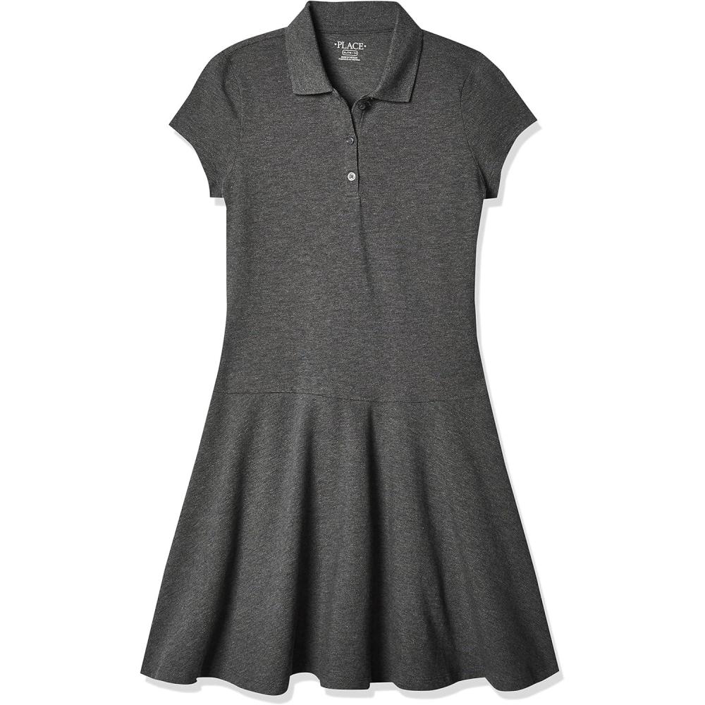 imageThe Childrens Place Girls Pique Polo DressHT Eclipse 1 Grey