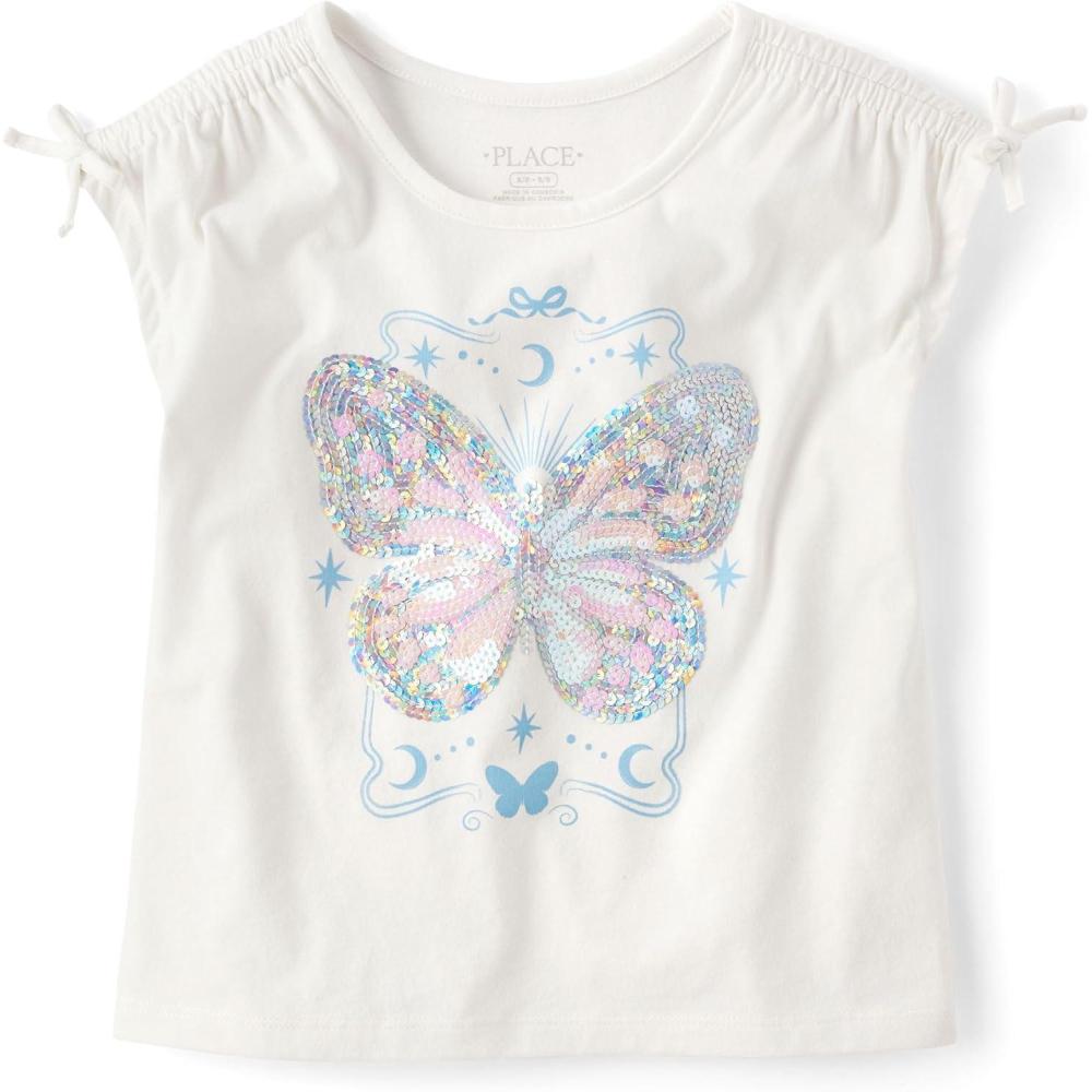 imageThe Childrens Place Girls Short Sleeve Flip Sequin TopsButterfly