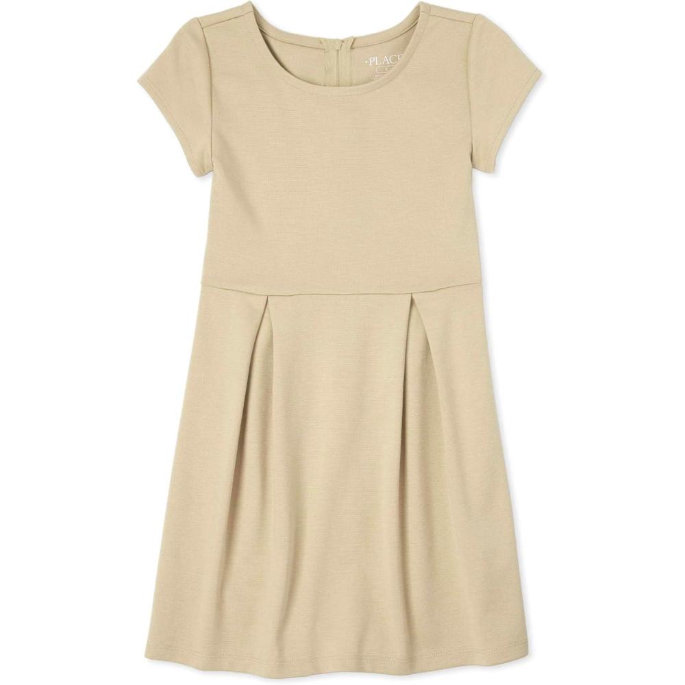 imageThe Childrens Place Girls Short Sleeve Ponte DressSandy