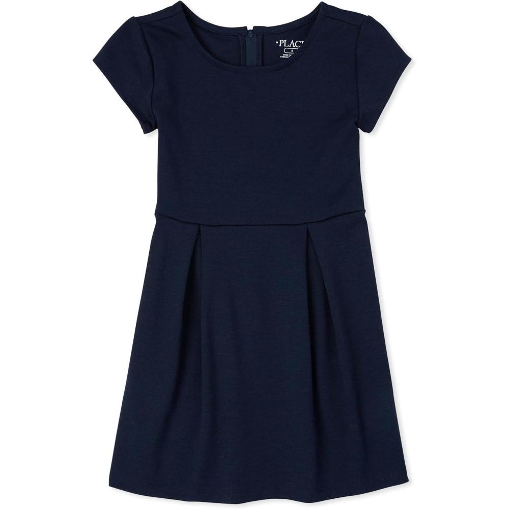 imageThe Childrens Place Girls Short Sleeve Ponte DressTidal