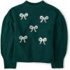 The Children’s Place Girls’ Long Sleeve Crew Neck Pullover Sweater(Balt Green Bows)