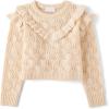 The Children’s Place Girls’ Long Sleeve Crew Neck Pullover Sweater(Beige Ruffle)