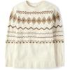 The Children’s Place Girls’ Long Sleeve Crew Neck Pullover Sweater(Cinnamon Fairisle)