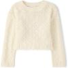 The Children’s Place Girls’ Long Sleeve Crew Neck Pullover Sweater(Fair Ivory Crochet)