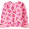 The Children’s Place Girls’ Long Sleeve Crew Neck Pullover Sweater(Pink Hearts)