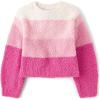 The Children’s Place Girls’ Long Sleeve Crew Neck Pullover Sweater(Pink Stripe)