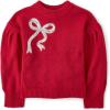 The Children’s Place Girls’ Long Sleeve Crew Neck Pullover Sweater(Red Bow)
