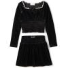 The Children’s Place Girls’ Smocked Top and Skirt 2 Piece Set(Black Velour)