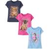 The Children’s Place Girls’ Sports,Trends,Icons Short Sleeve Graphic T-Shirts,3 Pack(Bear/Dog/Cat)