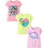 The Children’s Place Girls’ Sports,Trends,Icons Short Sleeve Graphic T-Shirts,3 Pack(Dolphin/Heart/Aloha)