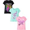 The Children’s Place Girls’ Sports,Trends,Icons Short Sleeve Graphic T-Shirts,3 Pack(Gymnastics/Butterflies/Cheer Life)