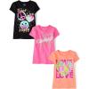 The Children’s Place Girls’ Sports,Trends,Icons Short Sleeve Graphic T-Shirts,3 Pack(Love/Kindness/Peace)