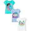 The Children’s Place Girls’ Sports,Trends,Icons Short Sleeve Graphic T-Shirts,3 Pack(Mermaid/Paradise/Cat Float)
