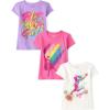The Children’s Place Girls’ Sports,Trends,Icons Short Sleeve Graphic T-Shirts,3 Pack(Play Like Girl/Dancer/Goals)