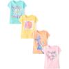 The Children’s Place Girls’ Trends,Icons Short Sleeve Graphic T-Shirts,4 Pack(Heart/Be Kind/Girl Power/Butterflies)
