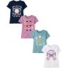 The Children’s Place Girls’ Trends,Icons Short Sleeve Graphic T-Shirts,4 Pack(Planet/Butteflies/Magic/Postive Vibes)
