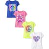 The Children’s Place Girls’ Trends,Icons Short Sleeve Graphic T-Shirts,4 Pack(Smart Girl/Smile/Peace/Power)