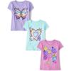 The Children’s Place Girls’ Unicorns,Butterfly Short Sleeve Graphic T-Shirts,3 Pack(Butterfly/Rainbow Heart/Happy)