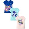 The Children’s Place Girls’ Unicorns,Butterfly Short Sleeve Graphic T-Shirts,3 Pack(Butterfly/Tiger/Mermaid)