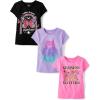 The Children’s Place Girls’ Unicorns,Butterfly Short Sleeve Graphic T-Shirts,3 Pack(Ombre Owl/Kindness/Butterfly)