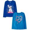 The Children’s Place Girls’ Unicorns,Sports,Butterflies Long Sleeve Graphic T-Shirts,2 Pack(Cat Dj/Heart Rainbow)
