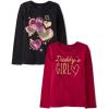 The Children’s Place Girls’ Unicorns,Sports,Butterflies Long Sleeve Graphic T-Shirts,2 Pack(Daddys Girl/Heart)
