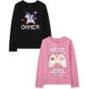 The Children’s Place Girls’ Unicorns,Sports,Butterflies Long Sleeve Graphic T-Shirts,2 Pack(Next Level/Gamer)