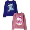 The Children’s Place Girls’ Unicorns,Sports,Butterflies Long Sleeve Graphic T-Shirts,2 Pack(Owl Scarf/Ice Skates)