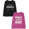 The Children’s Place Girls’ Unicorns,Sports,Butterflies Long Sleeve Graphic T-Shirts,2 Pack(Princess/Princess at Heart)