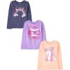 The Children’s Place Girls’ Unicorns,Sports,Butterflies Long Sleeve Graphic T-Shirts,3 Pack(Cat Sunglasses/Rainbow/Unicorn)