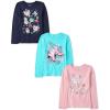 The Children’s Place Girls’ Unicorns,Sports,Butterflies Long Sleeve Graphic T-Shirts,3 Pack(Ice Skates/Winter Icons/Snowflakes)