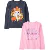 The Children’s Place Kids’ All Holidays,Birthdays Long Sleeve Graphic T-Shirts,2 Pack(Cat/Skeletons)